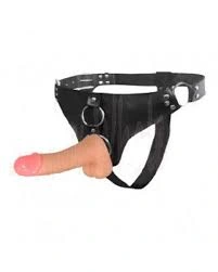 تصویر دیلدو سیلیکونی سیلیکونی با چرم مشکی مصنوعی | مارکت زناشویی